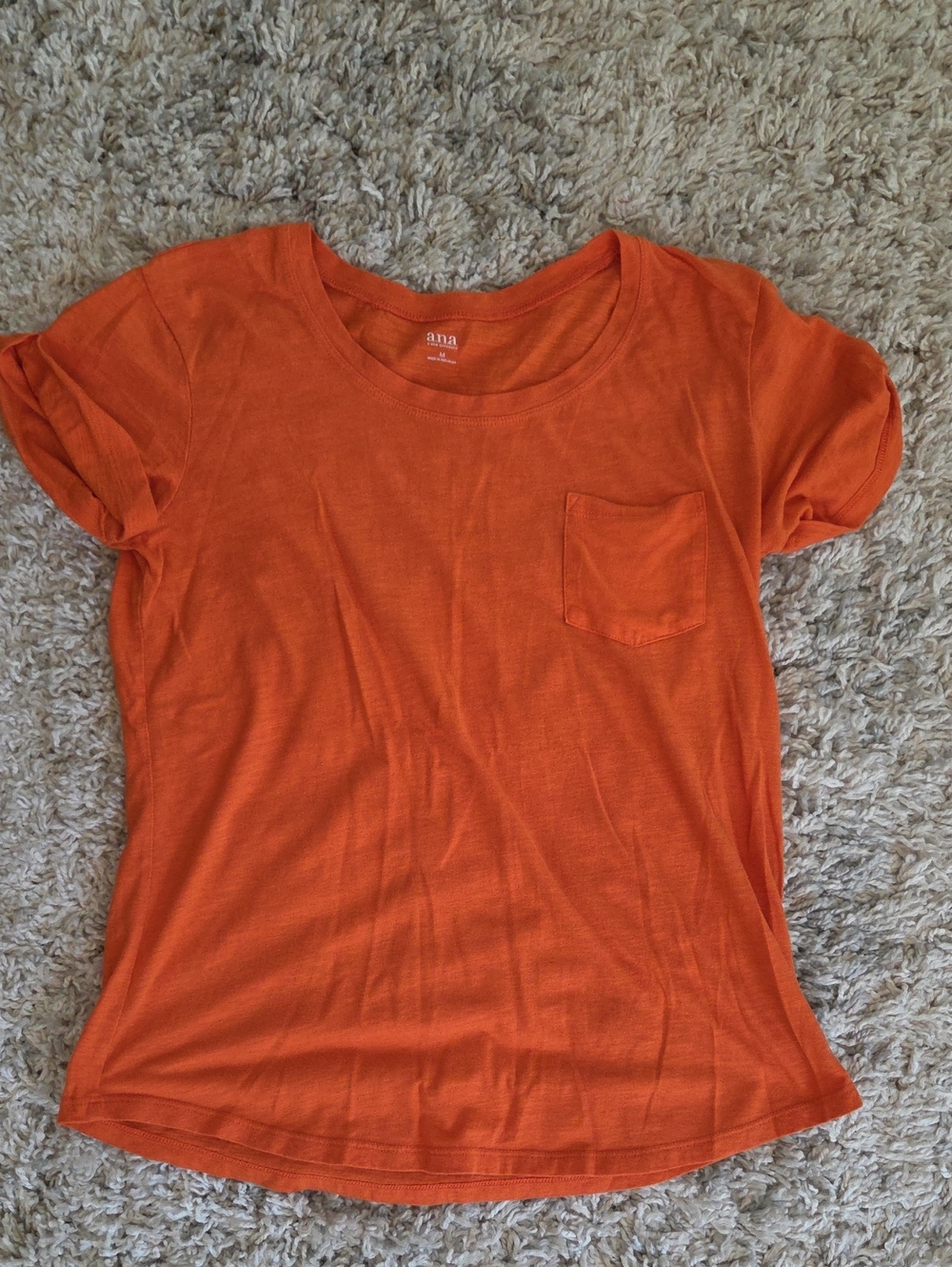 a.n.a Orange Crewneck Short Sleeve Pocket Tee